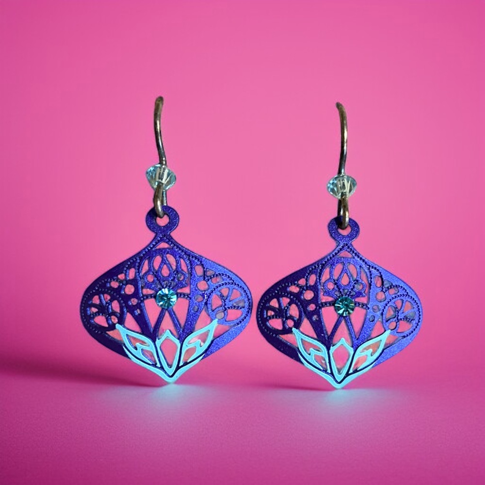 🍫3 for $24🍫 Adajio 925 French Hook Post Moroccan Filigree Lotus Earrings CC